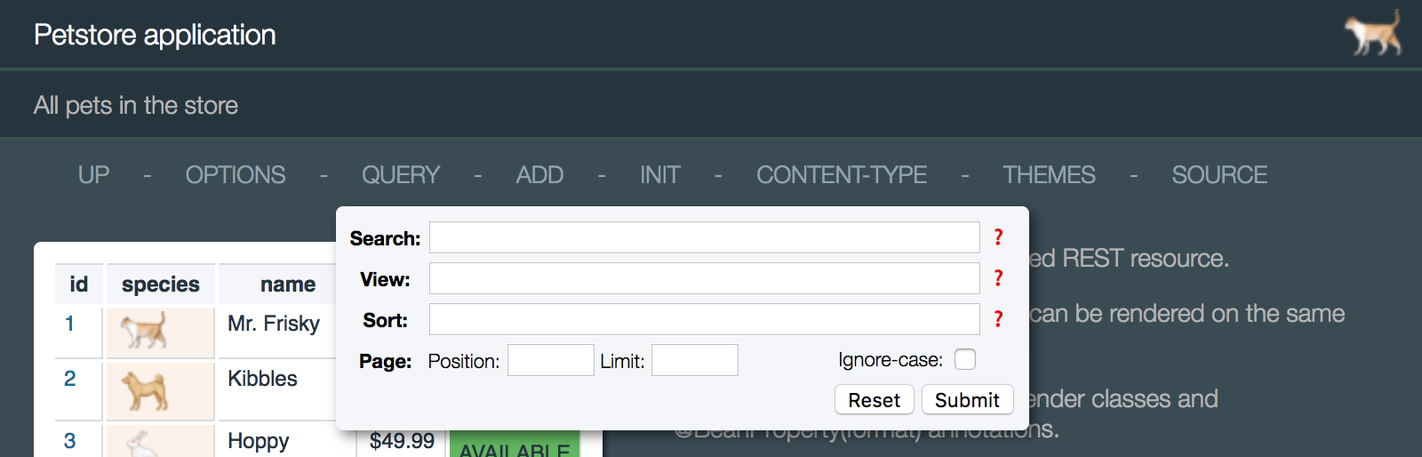 Query Menu Item Popup