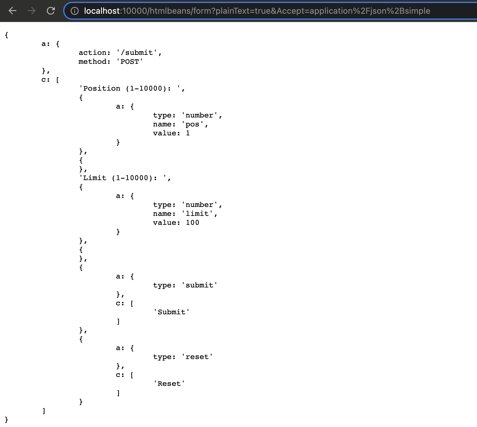 HTML Form JSON